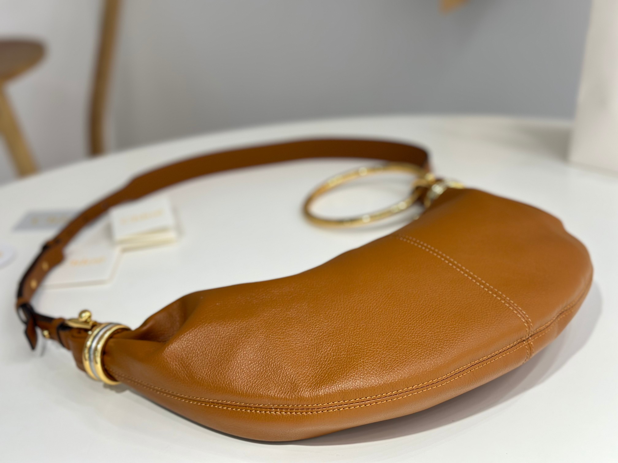 Chloe Small Bracelet Hobo Bag In Clay Brown Grained Leather